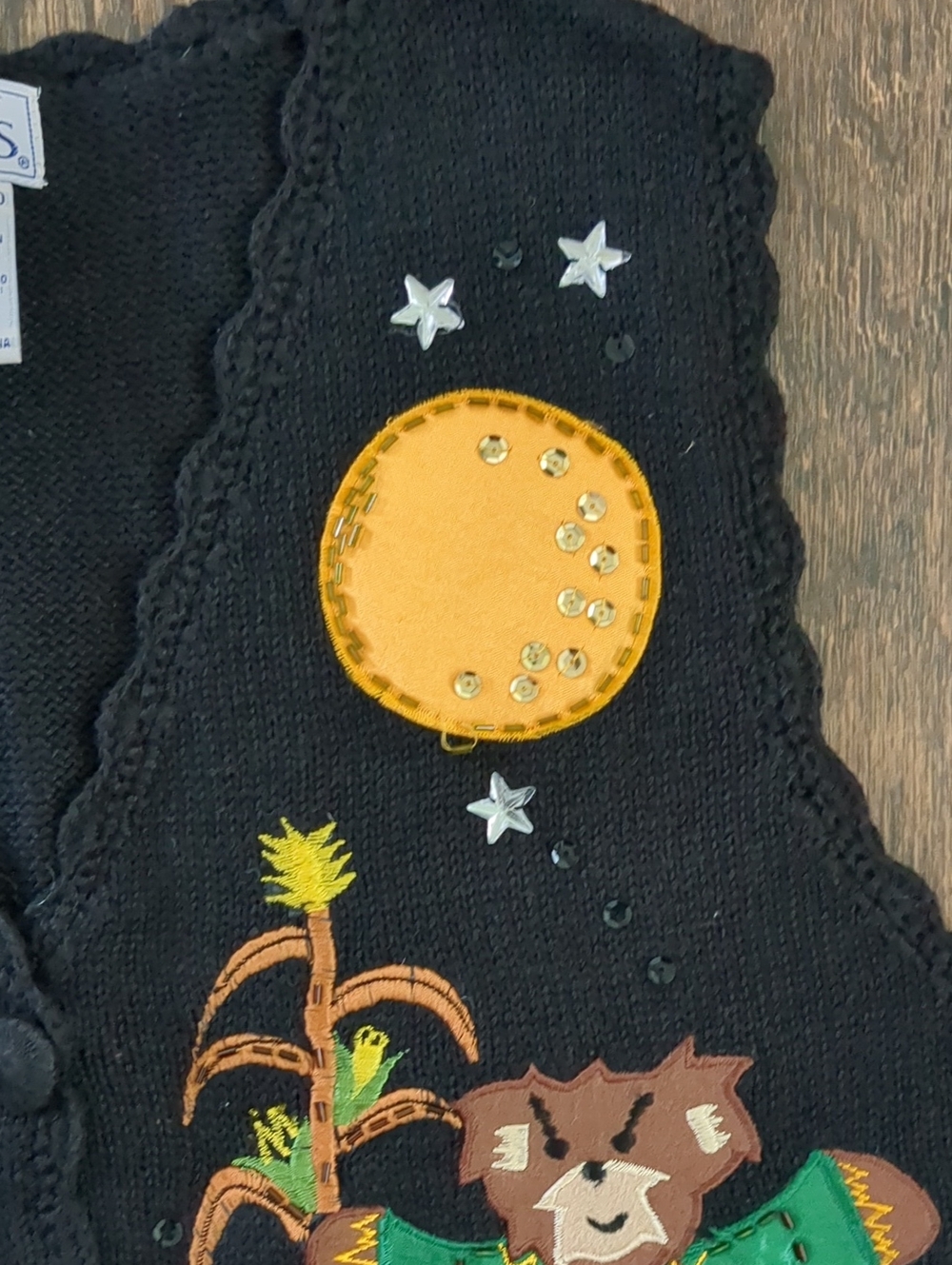 Vintage Retro 2000s Basic Editions Scarecrow Autumn Fall Sweater Vest, Sz Medium - Picture 5 of 7
